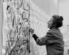 Nancy Grossman in her Brooklyn, NY studio, February 25, 2021