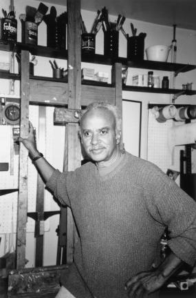 Eldzier Cortor in his studio, c.1995