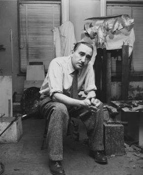 Seymour Lipton in his New York studio, January 1956