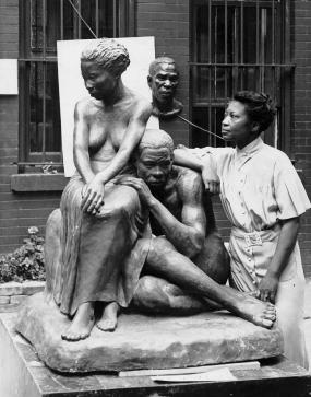 Augusta Savage with her sculpture “Realization,” c.1938