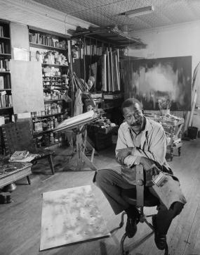 Norman Lewis in his Harlem, NY studio, February 5, 1960