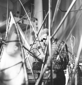 Harold Cousins working in his studio in Paris, France, c.1952