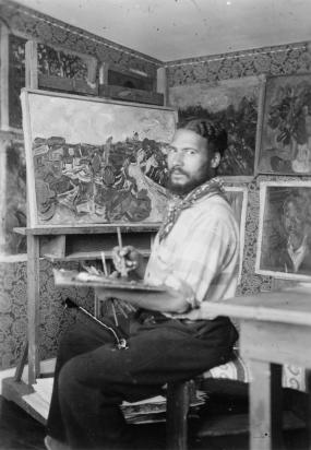 William H. Johnson in his studio, Kerteminde, Denmark, c.1931