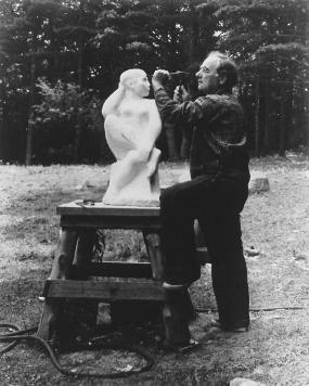 William Zorach at work on “Seated Dancer” (1950)