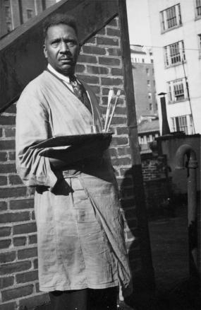 Palmer Hayden on the roof of his New York studio, 1950